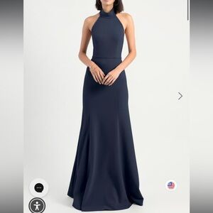 Jenny Yoo Petra Gray Halter Maxi Dress